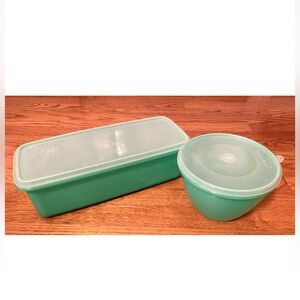 Vintage Tupperware 782-5 Green Celery Vegetable & Lettuce Keepers 679-12